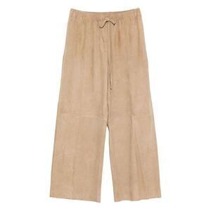 ALYSI Women's Suede Wide-Leg Pants Women Beige